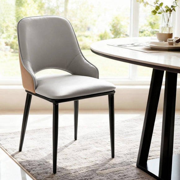 Artiss 1x Dining Chair Hollow PU Leather Kitchen Lounge Cafe Accent Chairs Grey - RnR Galore
