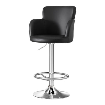 Artiss 1x Leather Bar Stools Swivel Adjustable Gas Lift PU Counter Chairs Black - RnR Galore