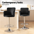 Artiss 1x Leather Bar Stools Swivel Adjustable Gas Lift PU Counter Chairs Black - RnR Galore