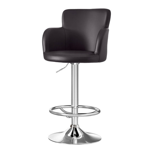 Artiss 1x Leather Bar Stools Swivel Adjustable Gas Lift PU Counter Chairs Brown - RnR Galore