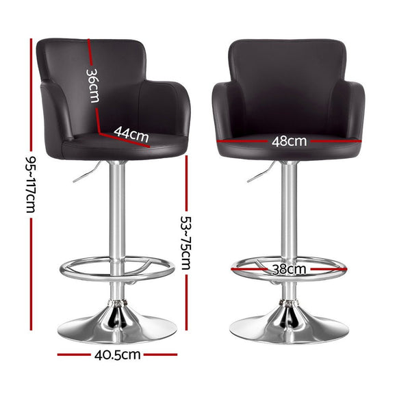 Artiss 1x Leather Bar Stools Swivel Adjustable Gas Lift PU Counter Chairs Brown - RnR Galore
