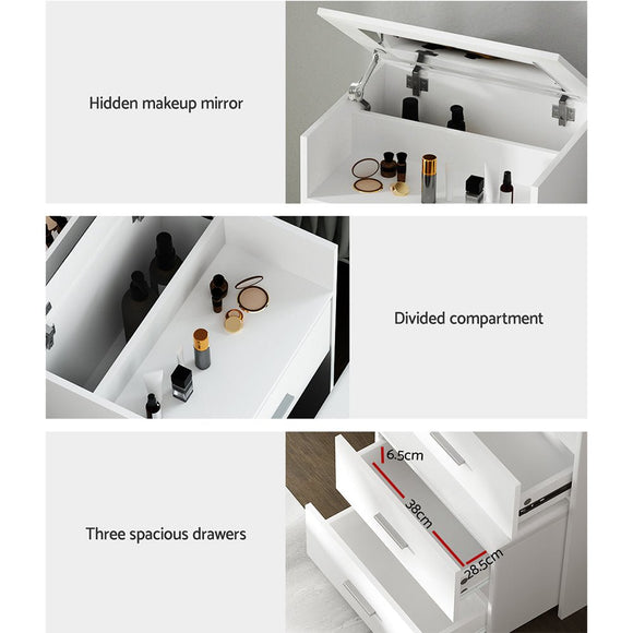 Artiss 2 - in - 1 Dressing Table Stool Set Bedside Table White - RnR Galore