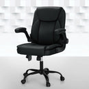 Artiss 2 Point Massage Office Chair Leather Mid Back Black - RnR Galore