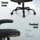 Artiss 2 Point Massage Office Chair Leather Mid Back Grey - RnR Galore