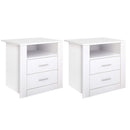 Artiss 2 X Bedside Table 2 Drawers with Shelf - TARA White - RnR Galore