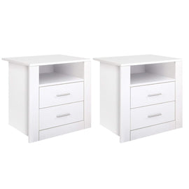 Artiss 2 X Bedside Table 2 Drawers with Shelf - TARA White - RnR Galore