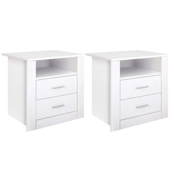 Artiss 2 X Bedside Table 2 Drawers with Shelf - TARA White - RnR Galore