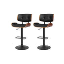 Artiss 2x Bar Stools Gas Lift Leather All Black - RnR Galore