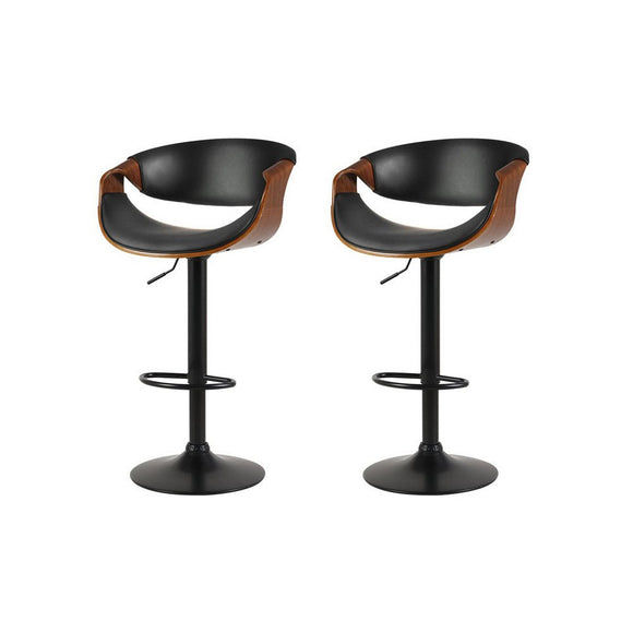 Artiss 2x Bar Stools Gas Lift Leather w/Armrest - RnR Galore