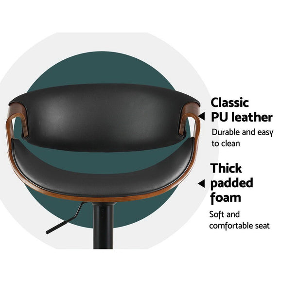 Artiss 2x Bar Stools Gas Lift Leather w/Armrest - RnR Galore