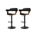 Artiss 2x Bar Stools Gas Lift Leather w/Armrest All Black - RnR Galore