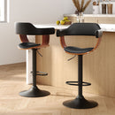 Artiss 2x Bar Stools Gas Lift Leather w/Armrest All Black - RnR Galore