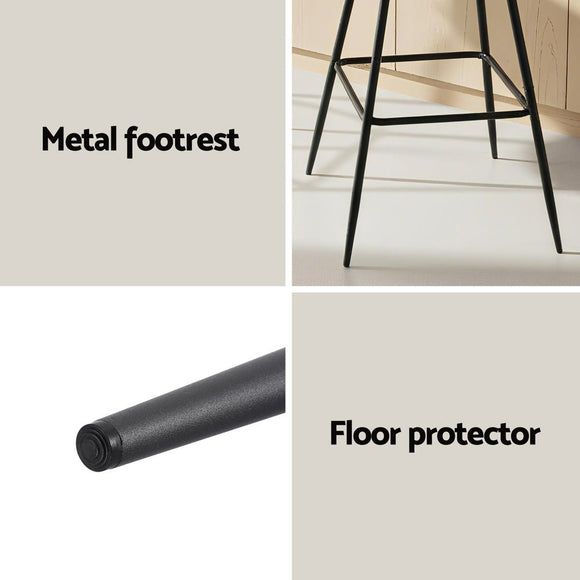 Artiss 2x Bar Stools Kitchen Dining Chair Counter Stool Diamond PU Leather Black - RnR Galore
