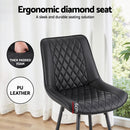 Artiss 2x Bar Stools Kitchen Dining Chair Counter Stool Diamond PU Leather Black - RnR Galore
