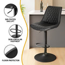 Artiss 2x Bar Stools Kitchen Swivel Gas Lift Counter Chair Diamond Leather Black - RnR Galore