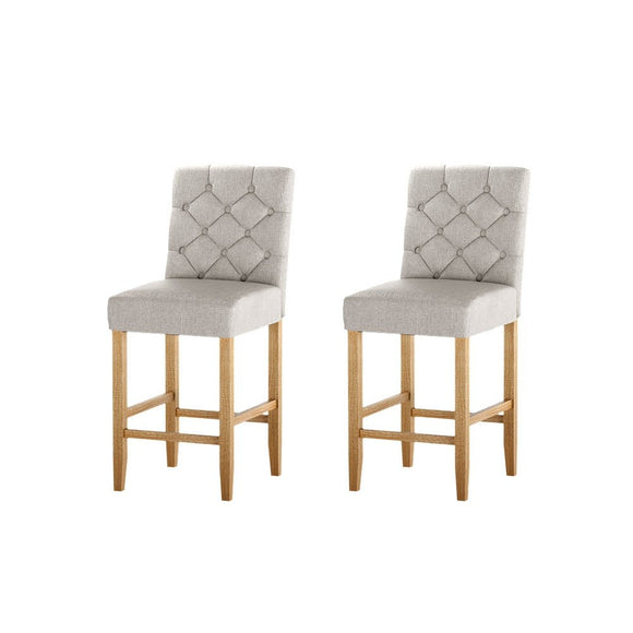 Artiss 2x Bar Stools Linen Upholstered Chairs - RnR Galore