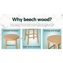 Artiss 2x Bar Stools Round Chairs Wooden Nature - RnR Galore