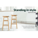 Artiss 2x Bar Stools Round Chairs Wooden Nature - RnR Galore