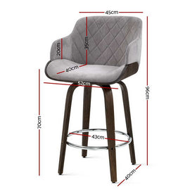 Artiss 2x Bar Stools Swivel Velvet Padded Wooden - RnR Galore