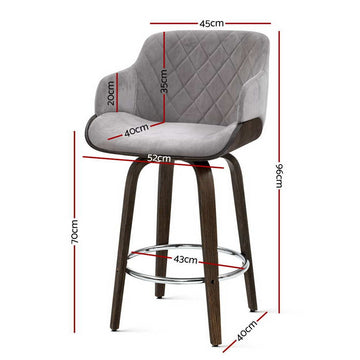 Artiss 2x Bar Stools Swivel Velvet Padded Wooden - RnR Galore