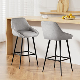 Artiss 2x Bar Stools Upholstered Stool Counter Seat Kitchen Dining Chairs - RnR Galore