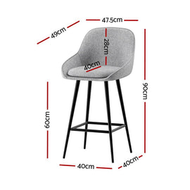Artiss 2x Bar Stools Upholstered Stool Counter Seat Kitchen Dining Chairs - RnR Galore