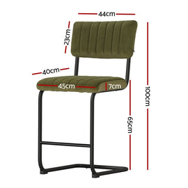 Artiss 2x Bar Stools Velvet Chairs Green - RnR Galore