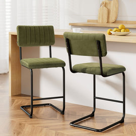 Artiss 2x Bar Stools Velvet Chairs Green - RnR Galore