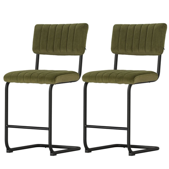 Artiss 2x Bar Stools Velvet Chairs Green - RnR Galore
