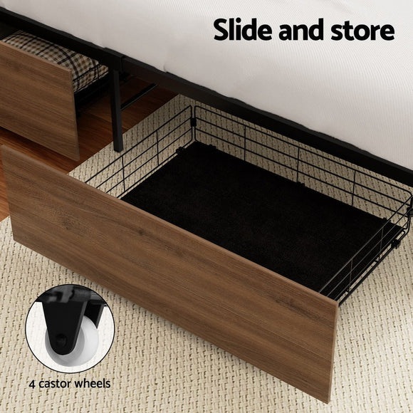 Artiss 2x Bed Frame Storage Drawers Trundle Black - RnR Galore