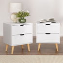 Artiss 2X Bedside Table 2 Drawers - BODEN White - RnR Galore