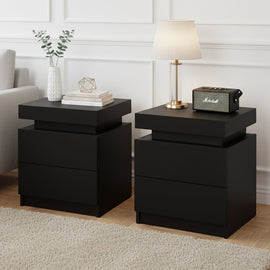 Artiss 2X Bedside Table 2 Drawers Lift - up Storage Black - RnR Galore