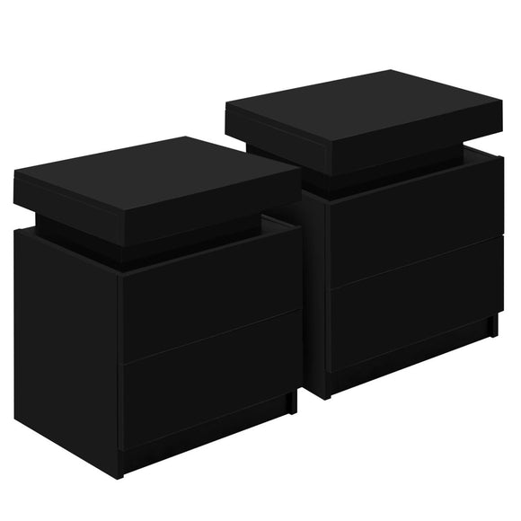 Artiss 2X Bedside Table 2 Drawers Lift - up Storage Black - RnR Galore