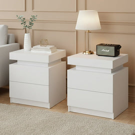 Artiss 2X Bedside Table 2 Drawers Lift - up Storage White - RnR Galore
