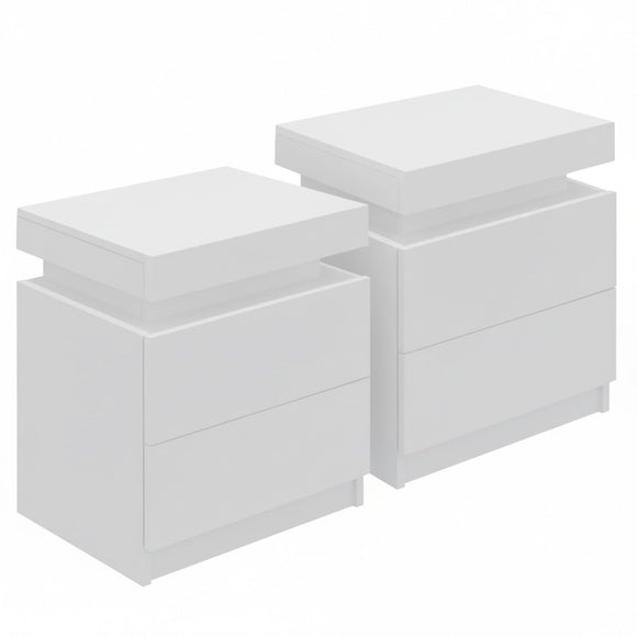 Artiss 2X Bedside Table 2 Drawers Lift - up Storage White - RnR Galore