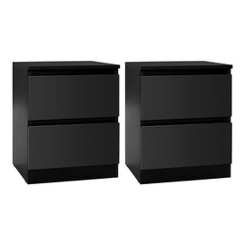 Artiss 2x Bedside Table 2 Drawers - PEPE Black - RnR Galore