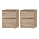Artiss 2x Bedside Table 2 Drawers - PEPE Oak - RnR Galore