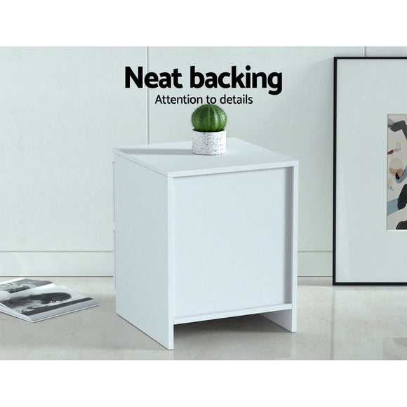 Artiss 2x Bedside Table 2 Drawers - PEPE White - RnR Galore