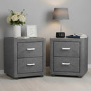 Artiss 2X Bedside Table 2 Drawers Side Table Fabric - CADEN Grey - RnR Galore