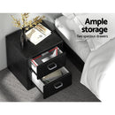 Artiss 2X Bedside Table 2 Drawers Side Table Leather - CADEN Black - RnR Galore