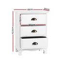 Artiss 2x Bedside Table 3 Drawers Vintage - THYME White - RnR Galore