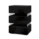 Artiss 2x Bedside Table LED 3 Drawers - LUMI Black - RnR Galore