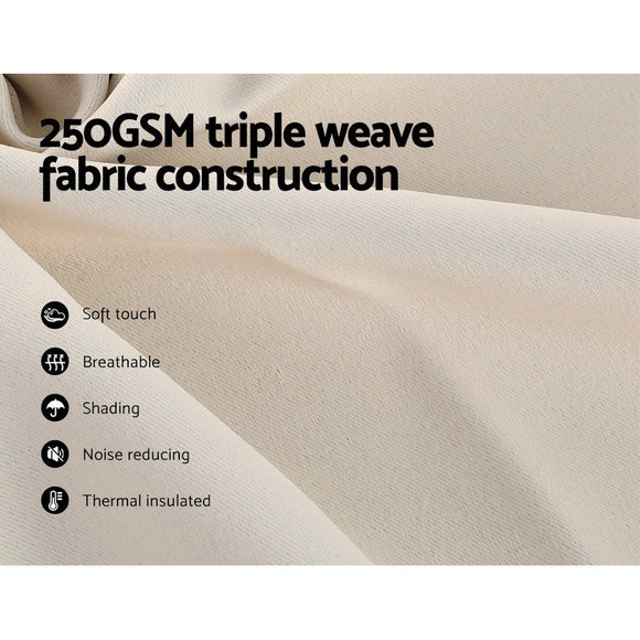 Artiss 2X Blockout Curtains Eyelet 140x230cm Beige - RnR Galore