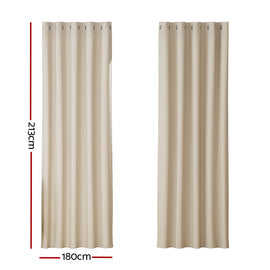 Artiss 2X Blockout Curtains Eyelet 180x213cm Beige - RnR Galore