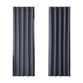 Artiss 2X Blockout Curtains Eyelet 180x213cm Charcoal - RnR Galore