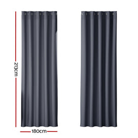 Artiss 2X Blockout Curtains Eyelet 180x213cm Charcoal - RnR Galore