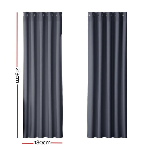 Artiss 2X Blockout Curtains Eyelet 180x213cm Charcoal - RnR Galore