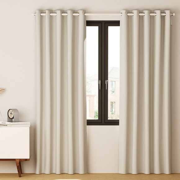 Artiss 2X Blockout Curtains Eyelet 240x230cm Beige - RnR Galore