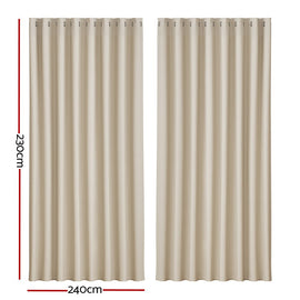 Artiss 2X Blockout Curtains Eyelet 240x230cm Beige - RnR Galore