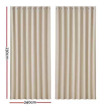 Artiss 2X Blockout Curtains Eyelet 240x230cm Beige - RnR Galore